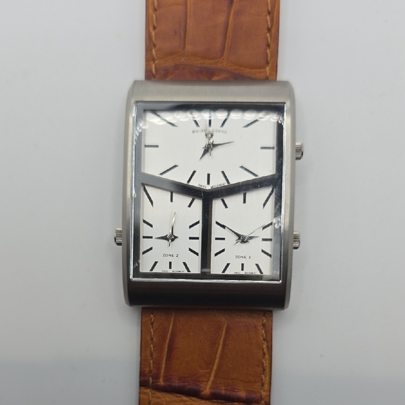 Swiss Legend Silver and Brown Dual Time Watch - Picture 1 of 9